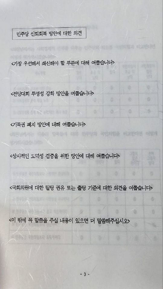 쇄신의총 설문지.